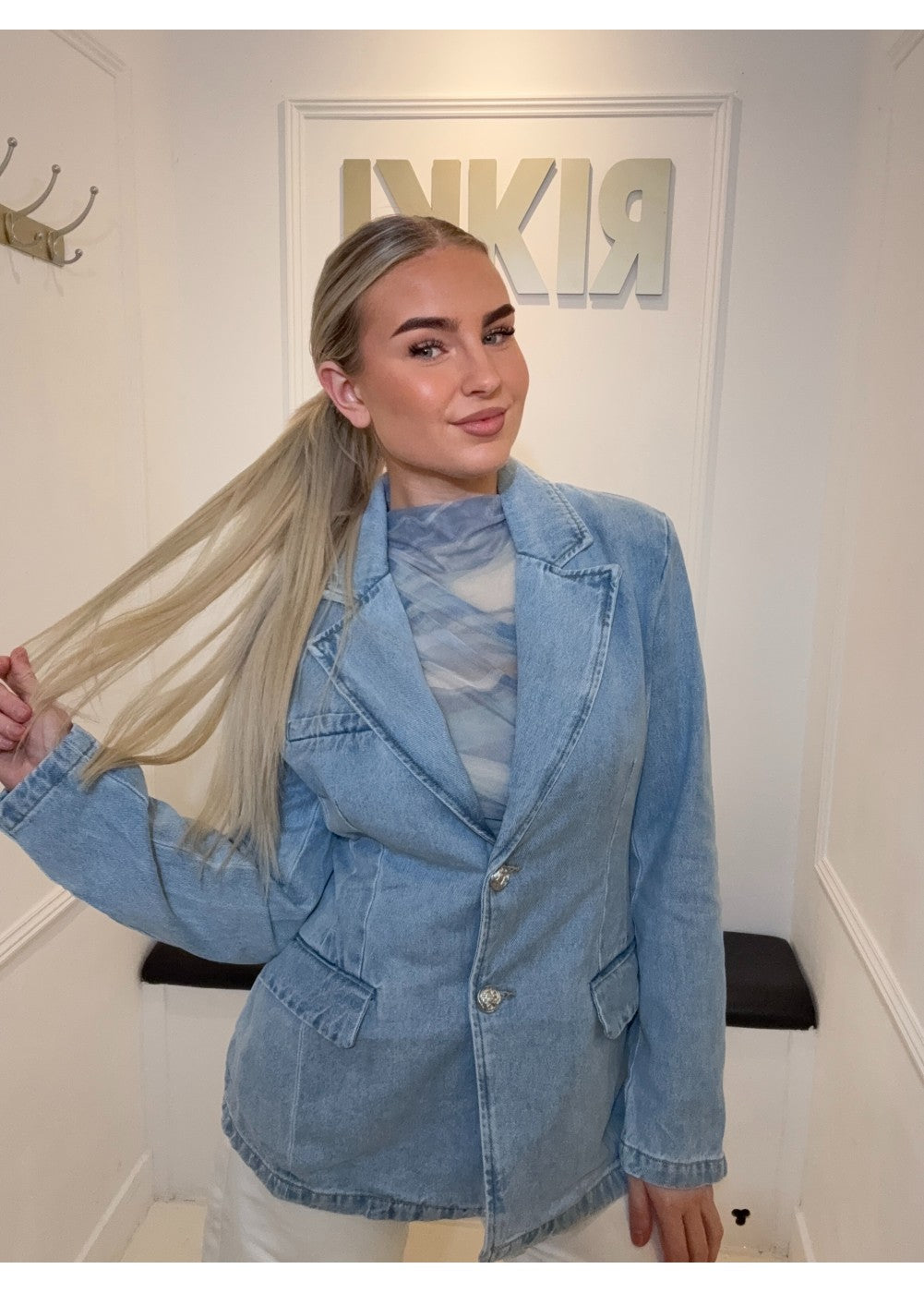 Trendiest In The Office Denim Blazer 3818-1