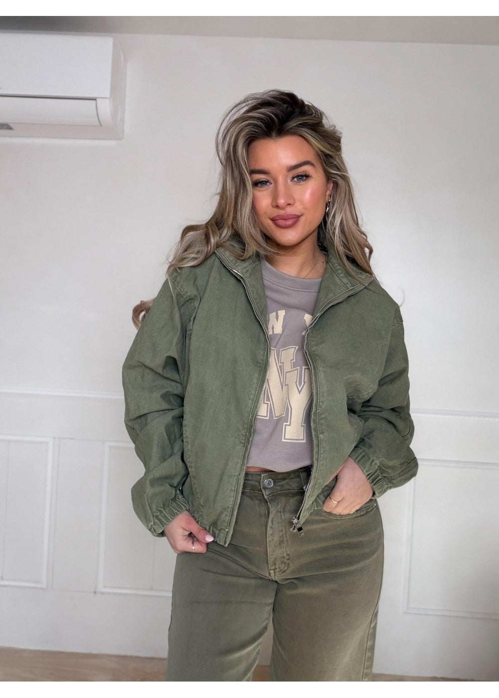 Finding My Way Denim Jacket Army 11158