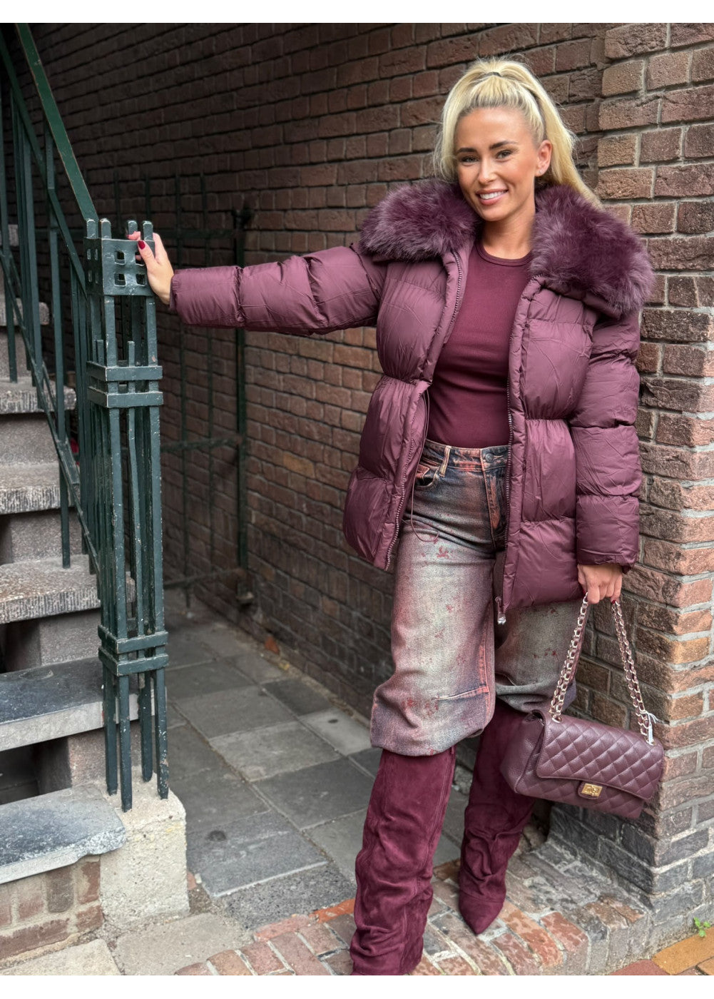 Face The Cold Coat Burgundy 7667