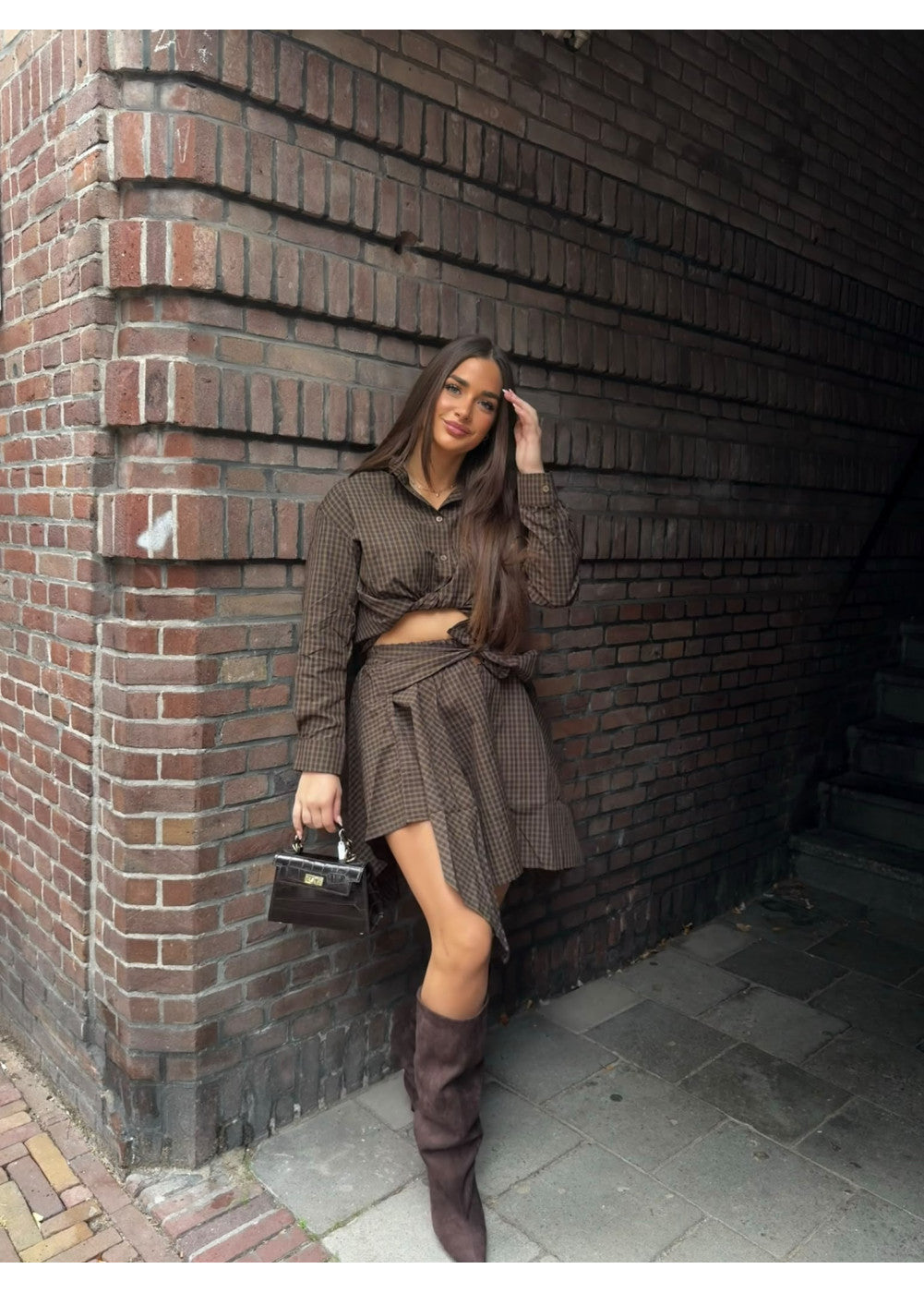 One Way Checkered 2-Piece Set Olive 149/150
