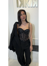Saturday Dinner Polka Dot Bustier Top Black 9559