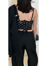 Saturday Dinner Polka Dot Bustier Top Black 9559