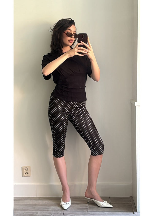 Pure Class Polka Dot Capri Legging Black 2093