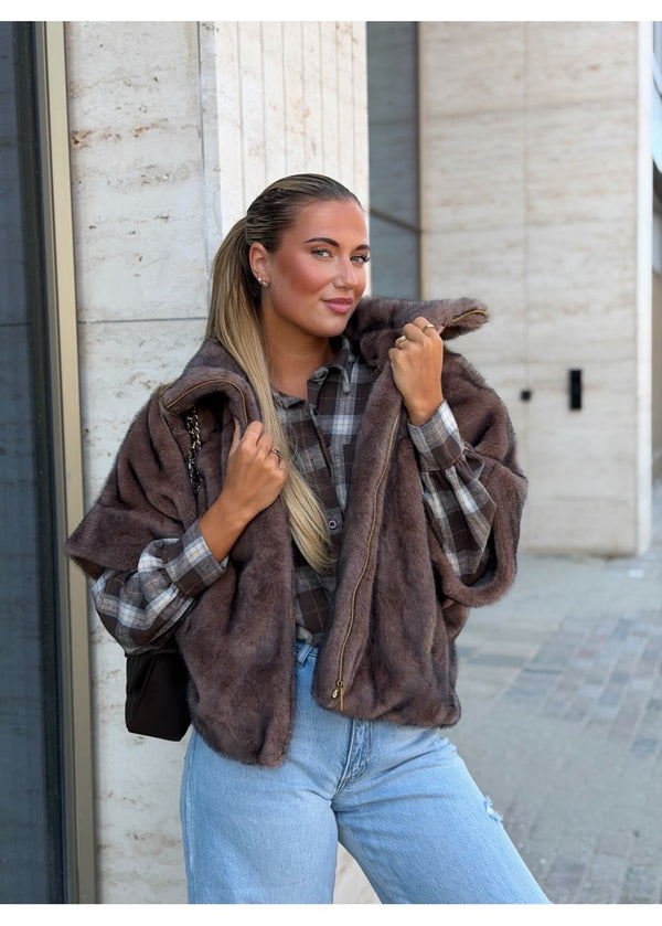 Maison Soft Faux Fur Jacket Mocca 18766