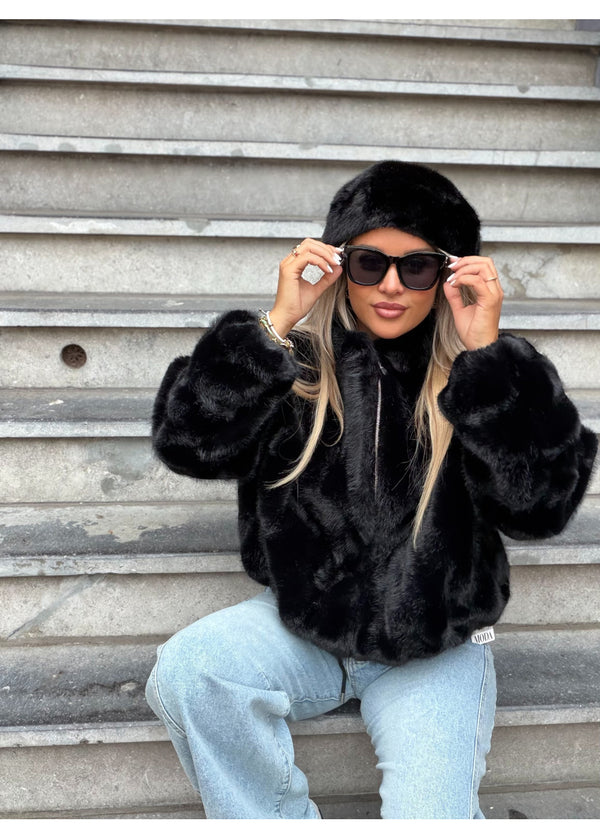 Ready Fur Autumn Faux Fur Jacket Black 41148-4
