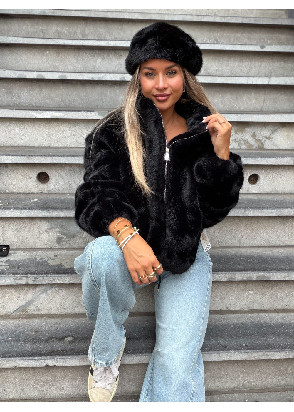 Ready Fur Autumn Faux Fur Jacket Black 41148-4