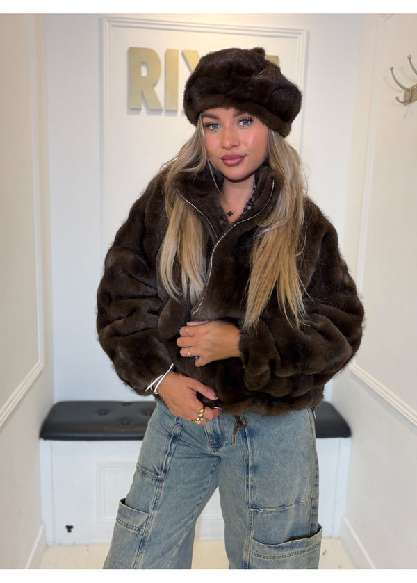 Ready Fur Autumn Faux Fur Jacket Coffee 41148-16