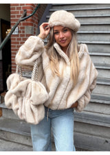 Ready Fur Autumn Faux Fur Jacket Beige 41148-3