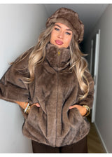 Ready Fur Autumn Faux Fur Jacket Taupe 41148-4