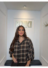 Cozy check blouse brown 2023472