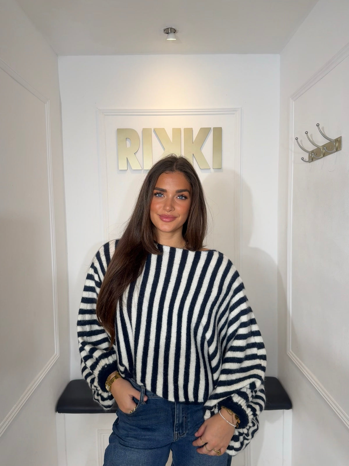 Stripes To The End Sweater Dark Blue