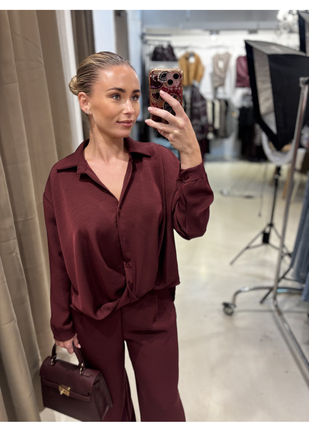 V-Neck Chique 2-Piece Set Burgundy 61822/10008