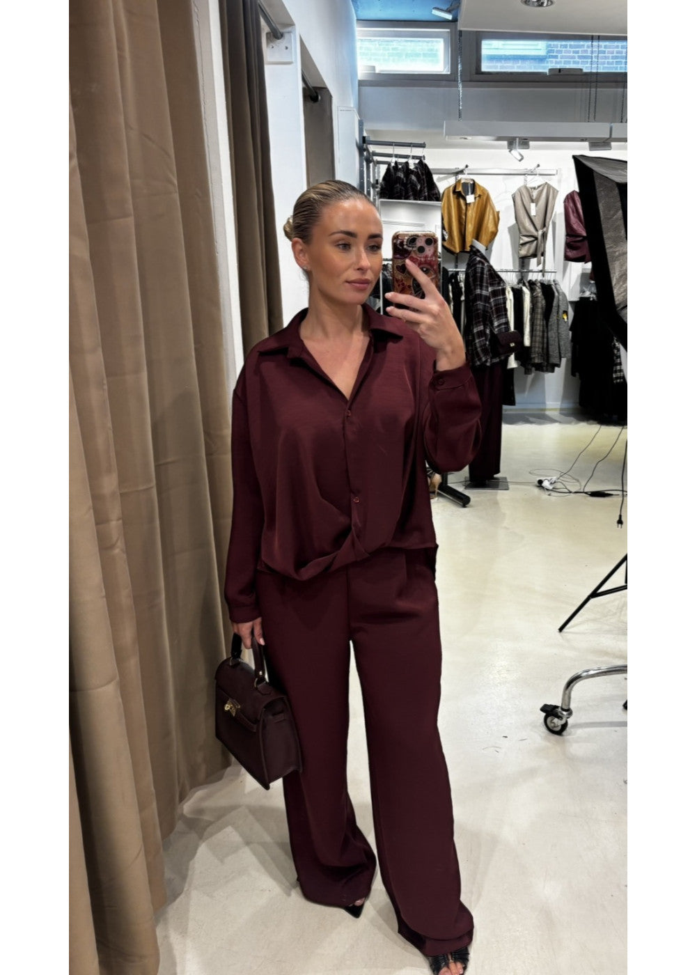 V-Neck Chique 2-Piece Set Burgundy 61822/10008